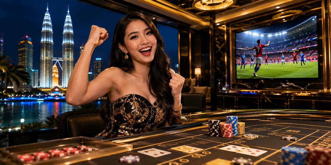 Meja Baccarat kasino live xc60 di Kuala Lumpur dengan suasana malam mewah